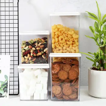 

Square Food Plastic Sealed Can Nuts Snacks Refrigerator Storage Box Storage Tank Kitchen Miscellaneous Grain Storage Boxes