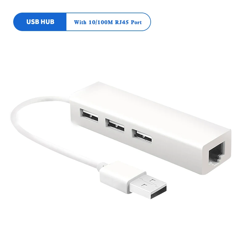 HUB With RJ45 Port 3 порта Высокоскоростной usb-хаб несколько с USB 2,0 Проводная сетевая карта для MacBook Windows 7 XP ноутбук Lan адаптер RJ45+ usb-хаб - Цвет: HUB With RJ45 Port