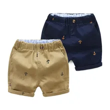 Летние шорты для активных мальчиков; Детские хлопковые брюки с эластичной резинкой на талии; пляжные брюки до колена для маленьких детей; однотонная одежда для маленьких мальчиков