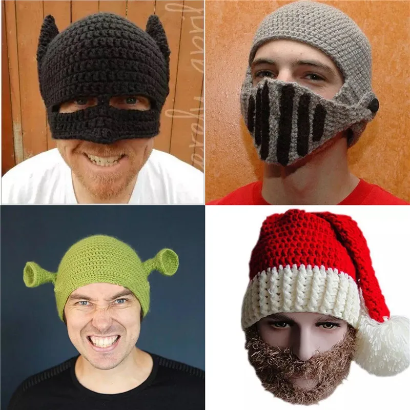 

Funny Creative Knit Hat Winter Warm Unisex Handmade Beanie Caps Crocheted Christmas Halloween Hats Party Personality Novelty Cap
