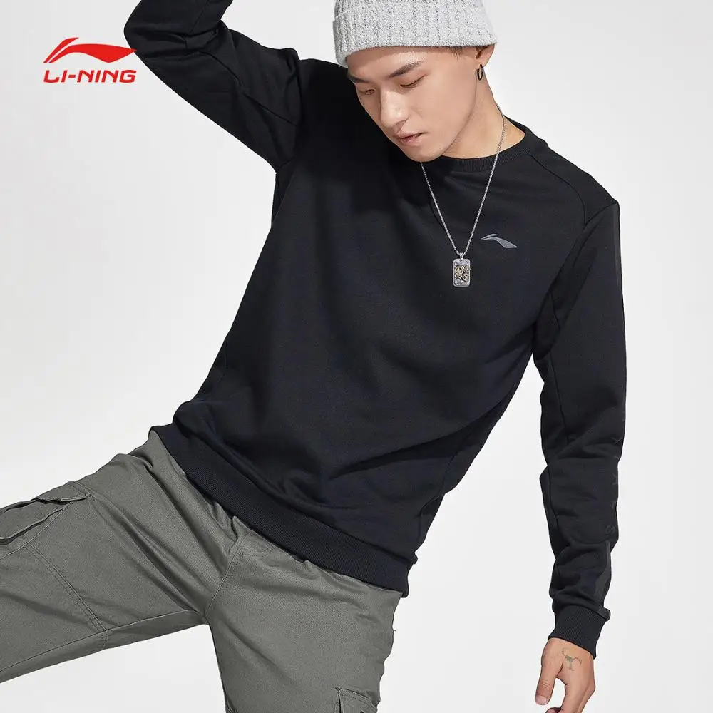 Li Ning мужской тренировочный свитер из 60% хлопка с подкладкой 40% полиэстера удобные