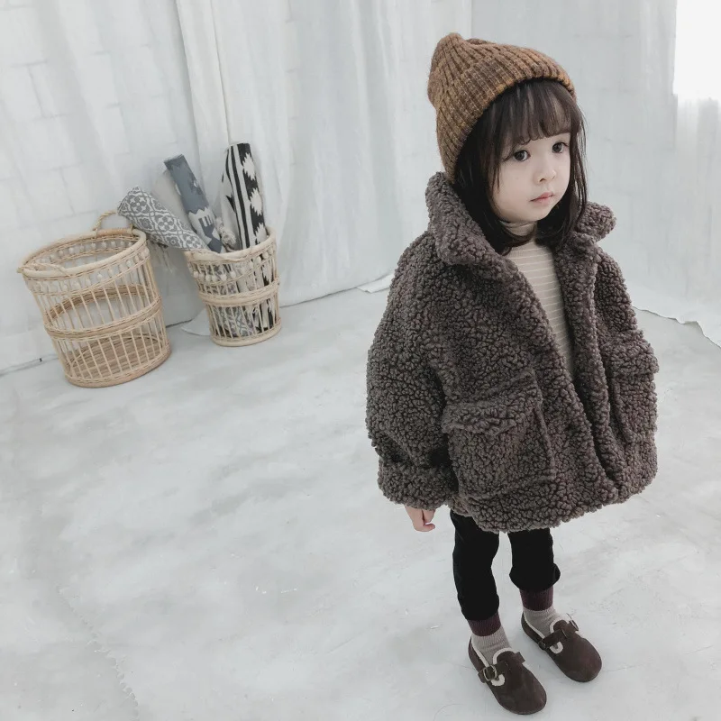 

2019 Winter Fashion Baby Boys Girls Coat Children Thick Warm Outerwear Kids Lamb Wool Jacket Girls Cotton Soft Cardigan Hot Sale