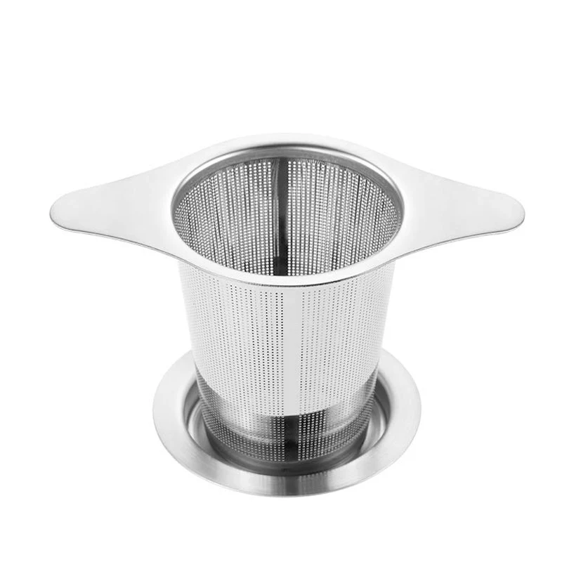 Stainless Steel Tea Filter Infuse Strainer with Two Tabs Lid for Teapot Mug D6