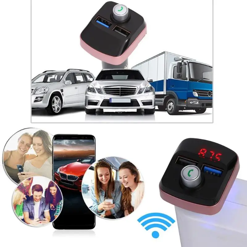 FM12 передатчик громкой связи CVC технология подавления шума ветра Bluetooth 3,0 женский розовый EDR 2,4 ГГц мини USB порт автомобиля Charg