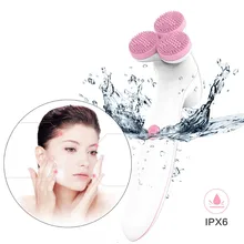 3 круглые массажные очищающие щетки для чистки кожи массажные щетки для лица Электрический силиконовый для мойки инструмент силиконовый Очищающий Инструмент