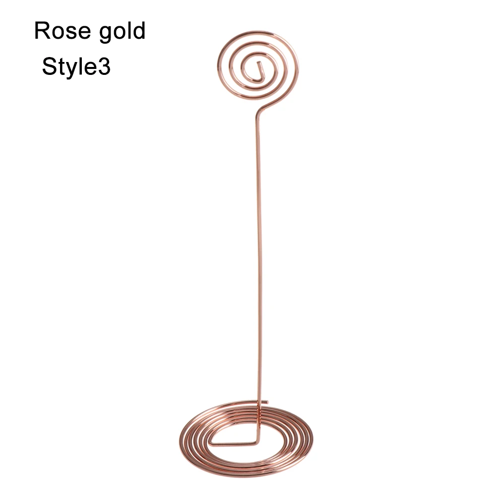 style3-Rose gold 1 шт., романтическое украшение для свадебной вечеринки, настольная подставка в форме сердца, держатель для карт, зажим для фотографий, настольный держатель для карт - Цвет: style3-Rose gold