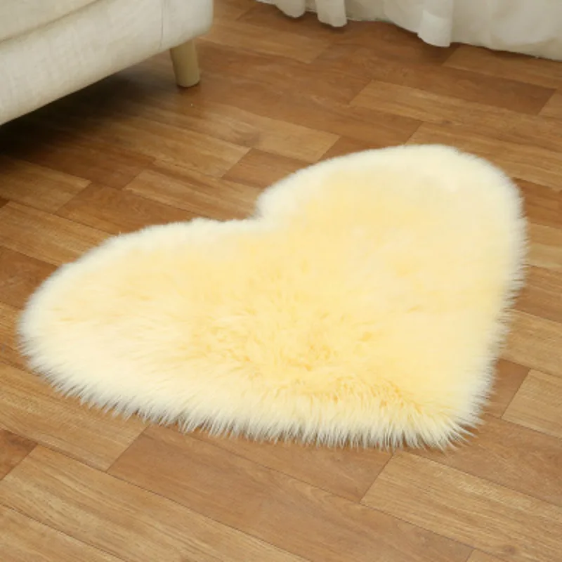 Love Heart Shaggy Carpet For Living Room Bedroom Fluffy Super Warm Plush Mats Kids Room Pure Color Faux Fur Rug Floor Rugs