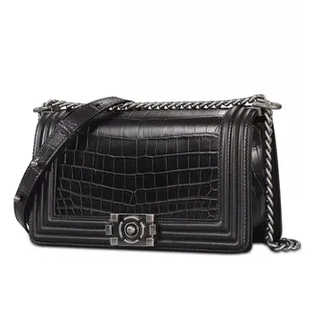 

Real Leather Fashion Women Bags Leisure Crossbody Bag Crocodile Pattern Handbag Shoulder Messenger Chain Lock Small Square Bag
