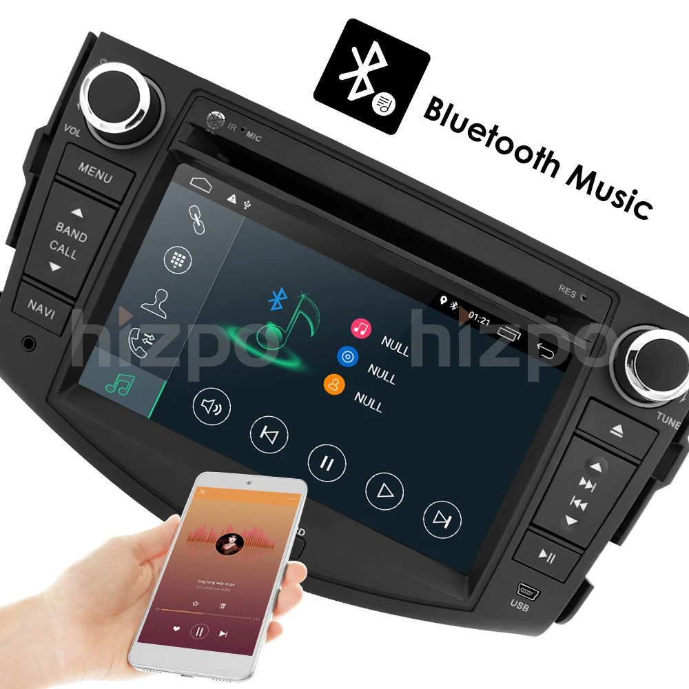 Top 7" Android 9.0 Car DVD Player GPS Radio BT RDS 4G Wifi For Toyota Rav4 2006-2012 TPMS WIFI 4G 2GRAM 16GROM DAB+DVBT SWC DVR OBD2 12