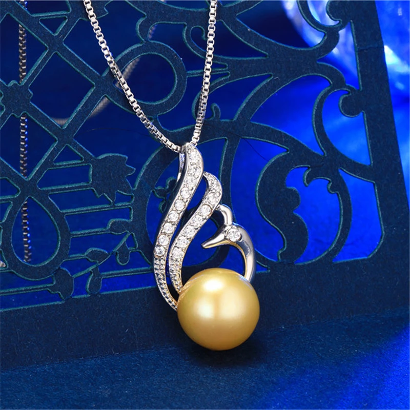 Dainashi Лидер продаж натуральная пресноводный жемчуг AAAA кулон Цепочки и ожерелья 925 пробы серебро циркон ожерелье феникса Для женщин