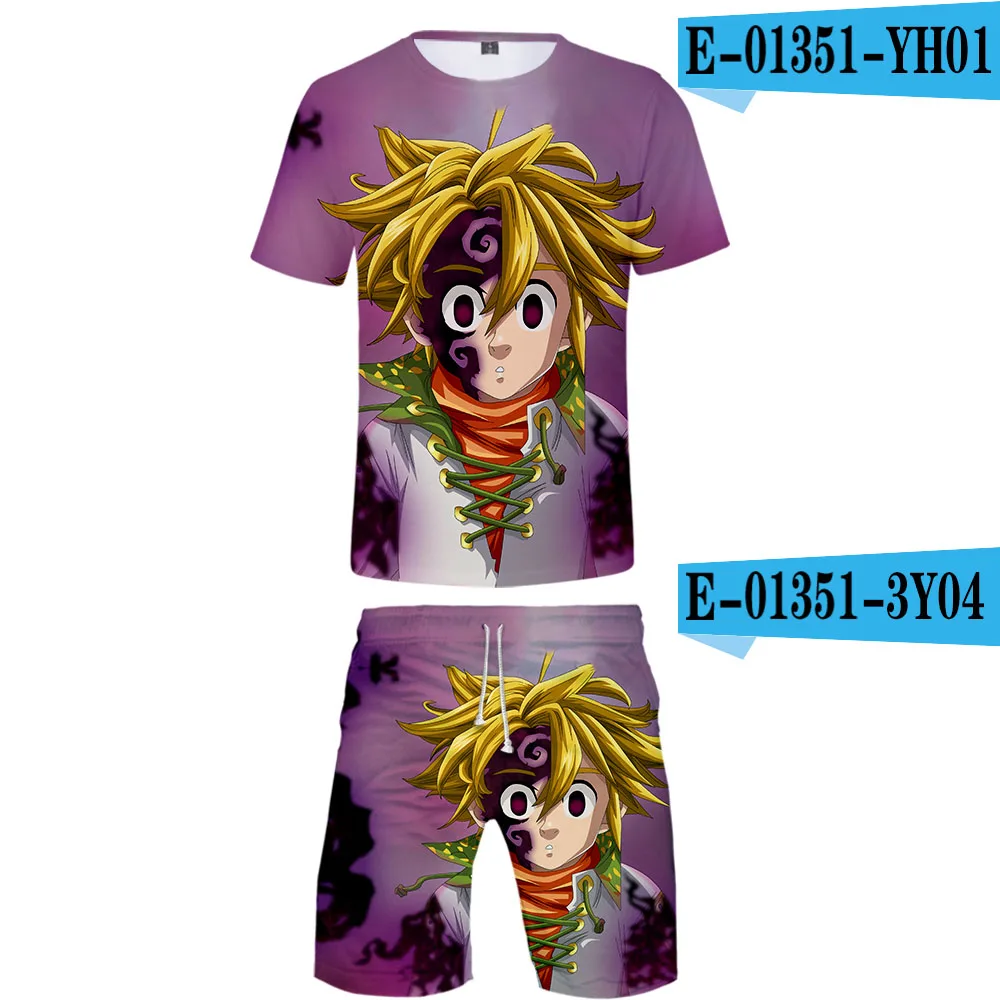 Frdun tommeliodas аниме 3D комплект из двух предметов крутая Harajuku футболка с коротким рукавом шорты аксессуары уличная harajuku Мужской комплект - Цвет: Зеленый