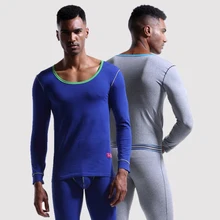 Термокостюм с круглым вырезом для мужчин, хлопок, мужские кальсоны, термобелье, комплект одежды, мужские длинные топы, штаны, теплые, Осень-зима