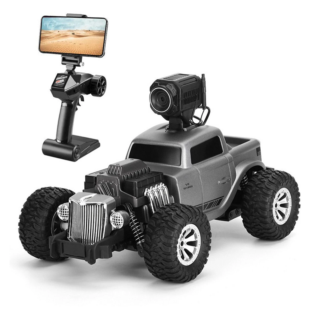 1:16 2,4G Ретро высокая скорость RC винтажный внедорожный багги гоночный Дрифт автомобиль с/без wifi 720P HD камера-серебристо-серый - Цвет: with WIFI