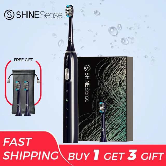 ShineSense Electric Sonic Toothbrush STB800 USB Rechargeable Adult Waterproof Electronic Tooth 8 Brushes Replacement Heads BE 2xHD
