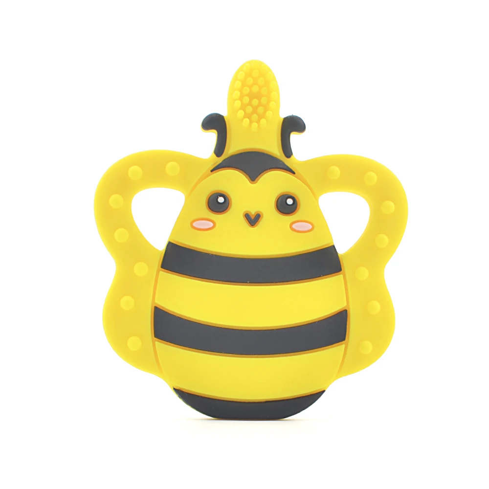 Bee toothbrush LOFCA, 1 шт., детский силиконовый прорезыватель, попкорн, фрукты, животное, подвеска, игрушка, без бисфенола, пищевая, силиконовая, прорезыватель, детский жевательный подарок для кормления - Цвет: Bee toothbrush