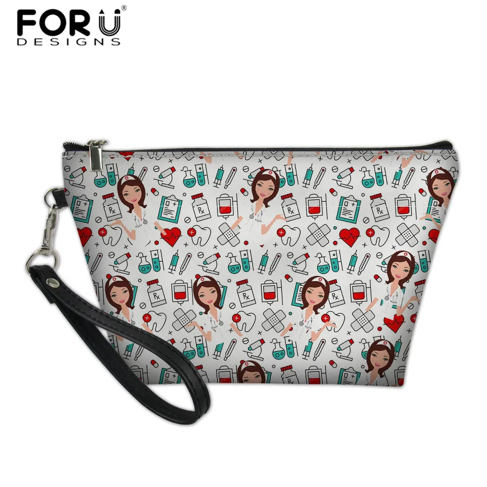 FORUDESIGNS сумки для макияжа с рисунком медсестры и доктора, женские дорожные сумки-органайзер из искусственной кожи, косметичка, несессер - Цвет: HMA419Z8