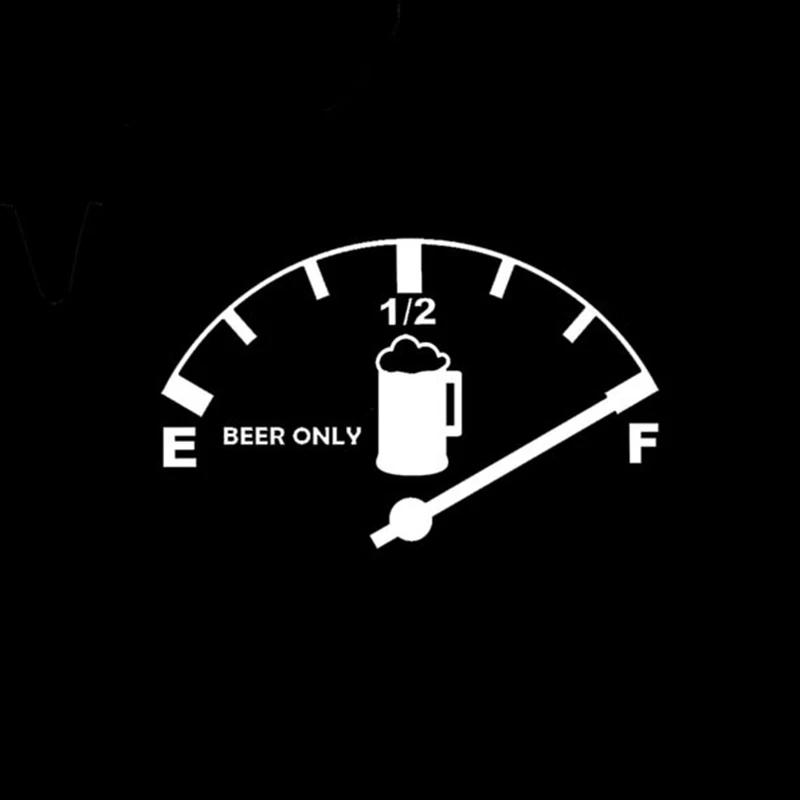 

Черно-белая забавная Автомобильная наклейка только пиво, газовый топливный датчик, автомобильный Грузовик, полный резервуар, съемный водонепроницаемый бампер для окна, кузова CL835