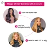 Uwigs Body Wave Bundles With Closure 4X4 Brazilian Hair Weaves Human Hair With Closures 27 Blonde Bundles Remy Hair Extension 5