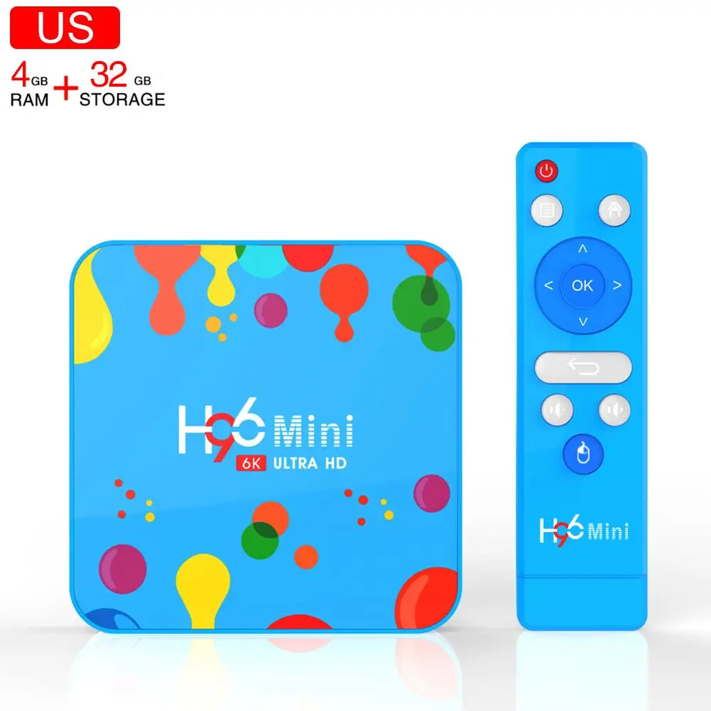 US Android 9,0 tv Box H96 MINI Rockchip RK3318 4K Smart tv Box 2,4G& 5G Wifi BT4.0 H96Max 4 ГБ 32 ГБ медиаплеер Android телеприставка - Цвет: US