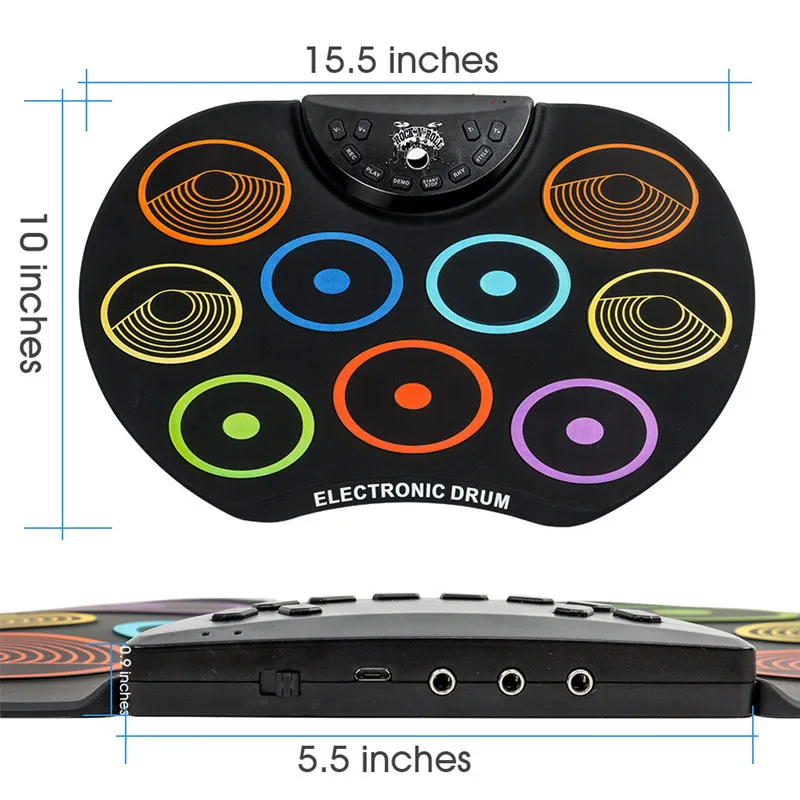 Color Hand-Rolled Drum 7 Standard Timbres 9 Demo Songs Music Sense Cultivation Children Educational Drum kit Instrument Toys 5