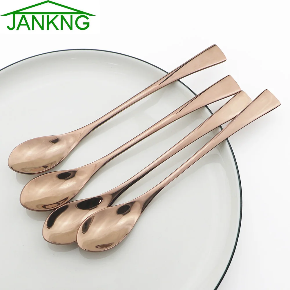 JANKNG 4 шт. 18/10 нержавеющая сталь длинная ручка ложка для чая кофе напитков