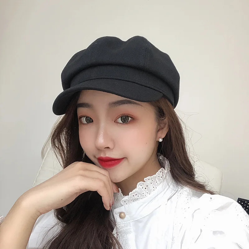 

Octagonal Cap Female Spring Summer Retro Simple Beret Korean-style Japanese-style Versatile England Newsboy Cap Subnet Red-Fashi