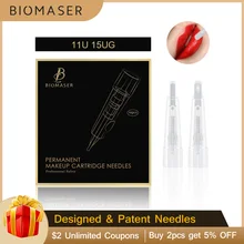 BIOMASER 10 шт. 11U 15UG Одноразовые стерилизованные Перманентный макияж картридж иглы Советы для бровей губ легкий клик