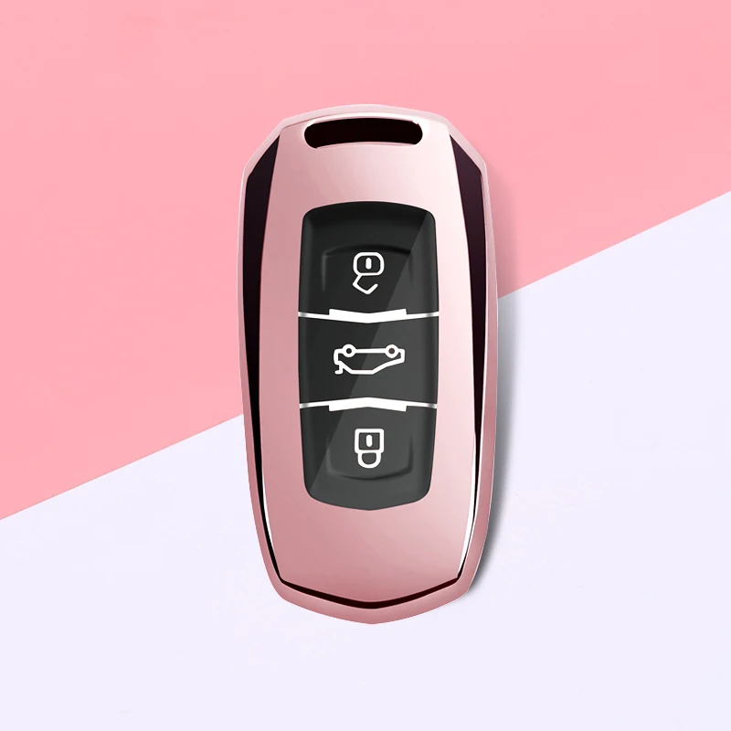 Чехол для ключей от автомобиля, новинка, TPU для Geely Atlas Boyue NL3 EX7 Emgrand X7 EmgrarandX7 SUV GT GC9 borui, автомобильные аксессуары, брелок для ключей - Название цвета: A-pink