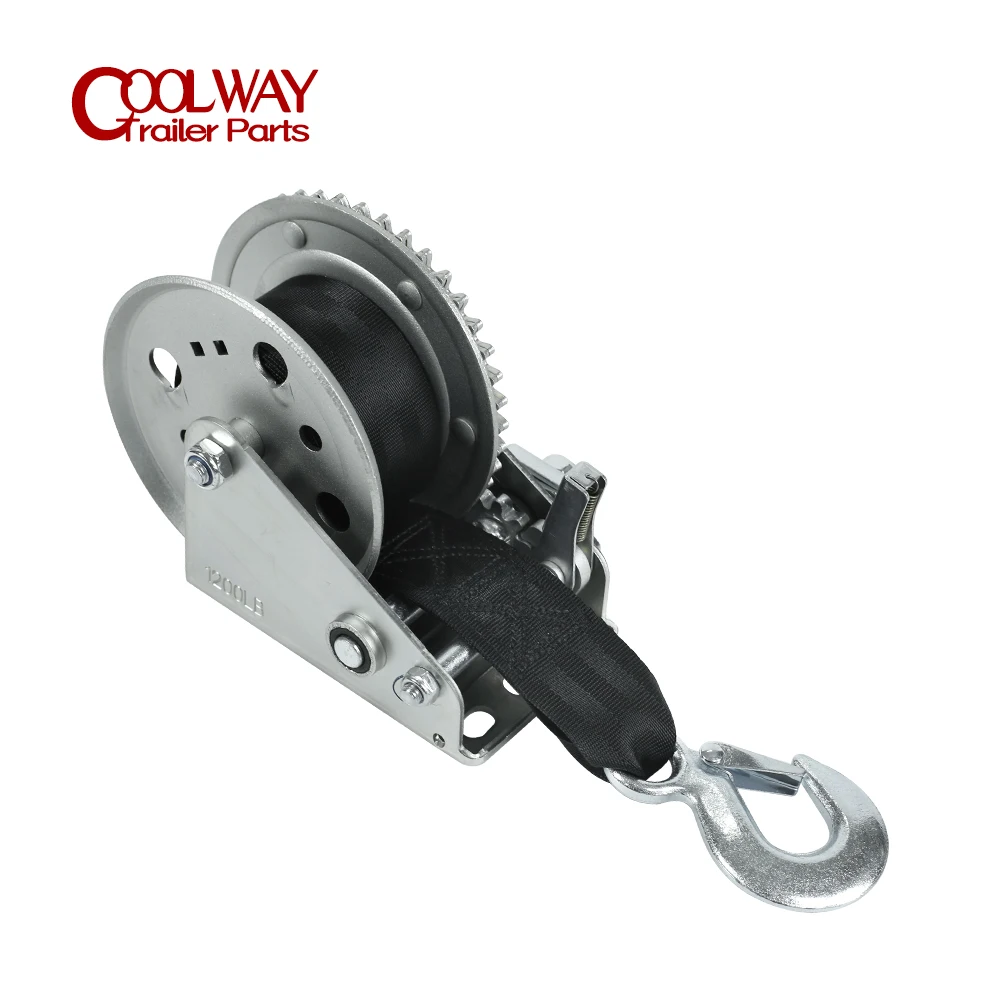 High Quality Hand Winch CAP 1200 LBS / 540 KG 6.1M Extra Long Synthetic Strap Webbing Car Boat Trailer