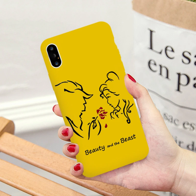 Couple Beauty and the Beast Cover for iPhone 11 X XR Xs Max 8 7 6 Plus 6S 5S SE Soft Silicone Phone Case Coque Fundas Bag - Цвет: Beauty  4Yellow