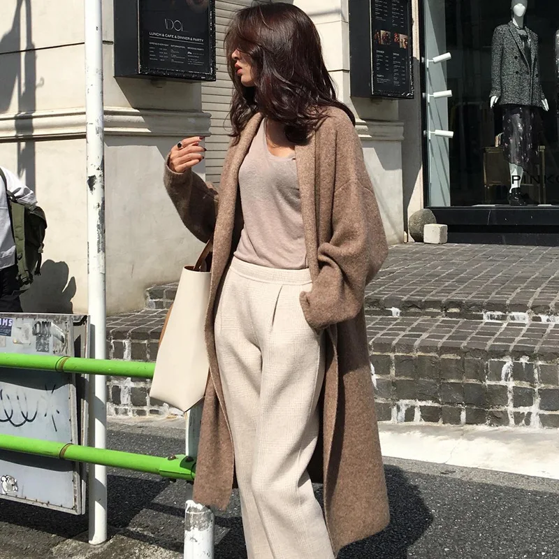 

Autumn Winter Fashion Knitted Korean Sweater For Women V Neck Long Sleeve Oversized Cardigans Female 2019 New