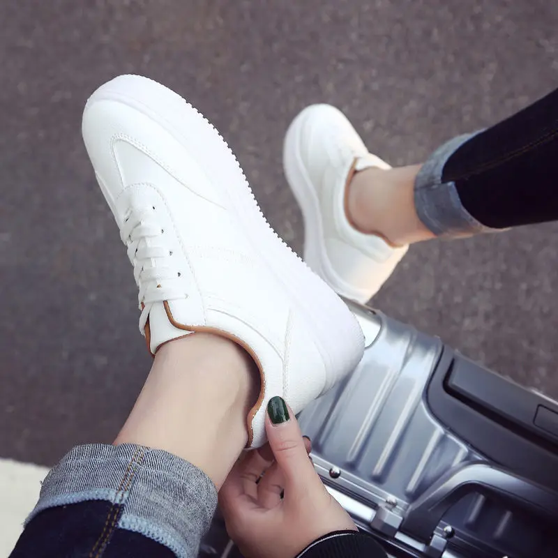 

Retro Hong Kong Style Versatile White Shoes Women's 2019 Autumn New Style Students Casual White Shoe Korean-style Street Snap Sh