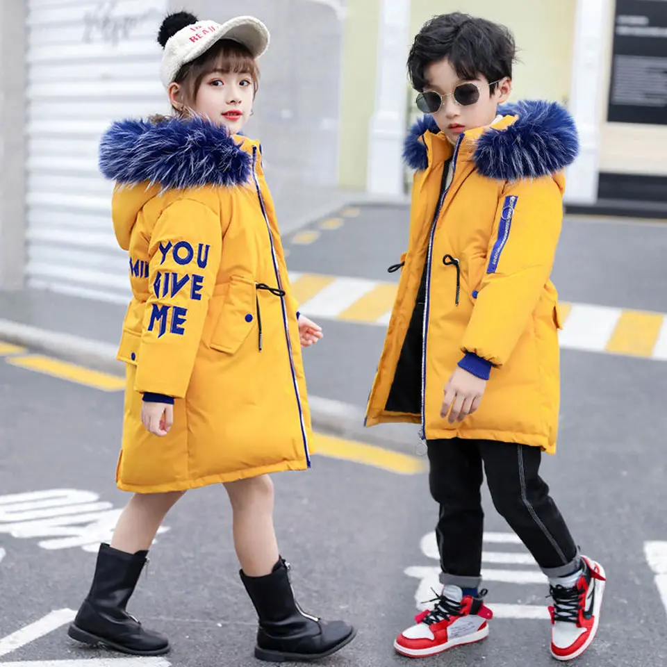

Children Girls Winter Boy Jacket 2019 New Fur Hooded Casual Long Kids Girl clothes Coat Warm Parka Teenage Outwear 10 12 Year