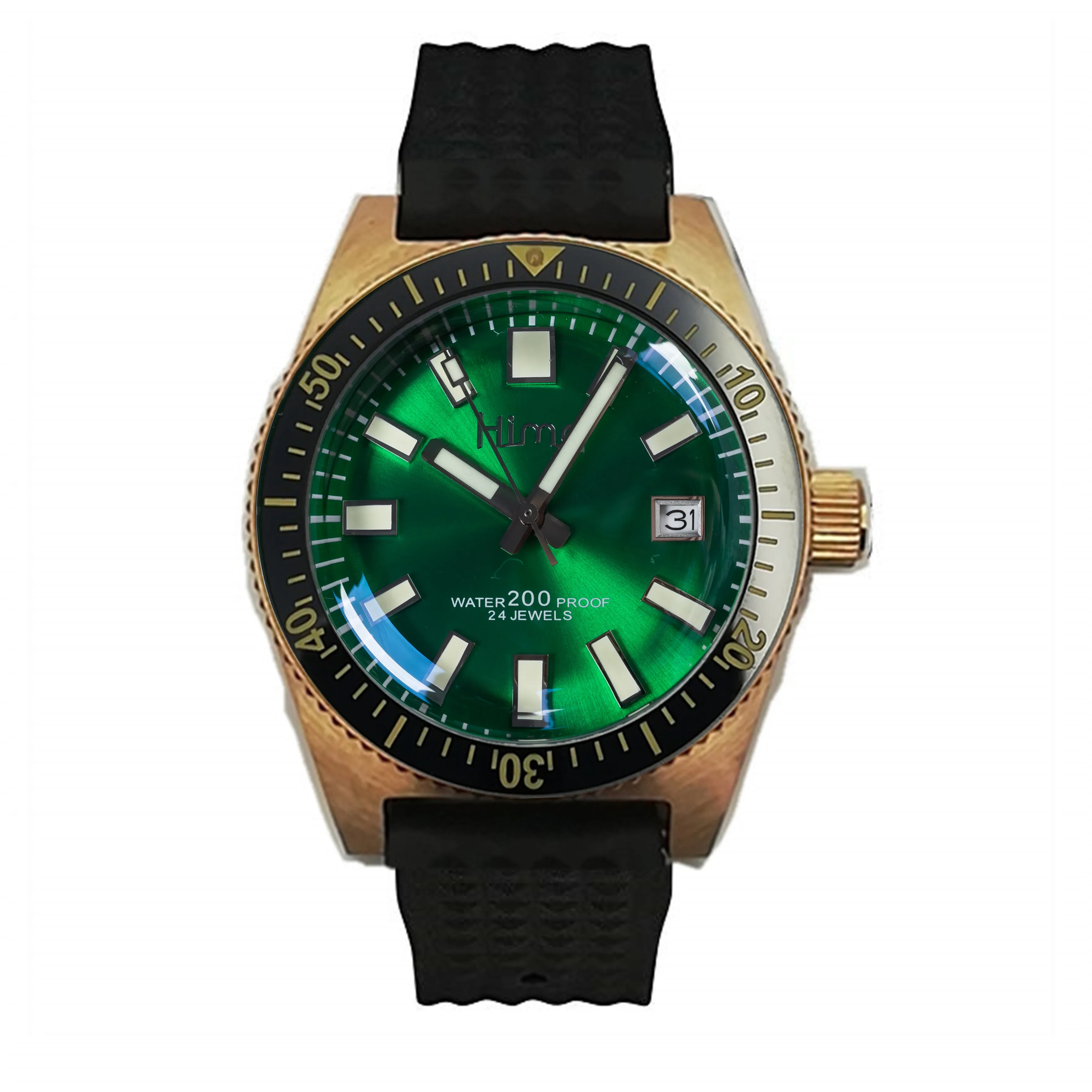 Proxima Men 62mas Vintage Diving Watch Stainless Steel Automatic Watch Bronze Green Dial