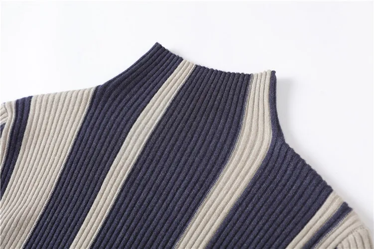 [LIVIVIO] SP Striped Turtlneck Long Sleeve Knitting Tops Women Sweaters Female Pullovers Autumn Winter Fashion