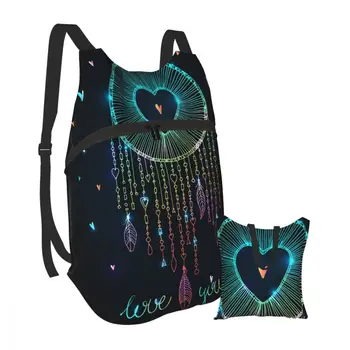 

Lightweight Packable Backpack Foldable Valentines Day Sparkling Dream Catcher With Heart Shape ultralight Outdoor