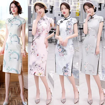 

2020 New Clothes Elastic Force Qipao Stretchable Qipao Chinese Dress Flexible Oriental Style Dresses 3XL Cheongsam