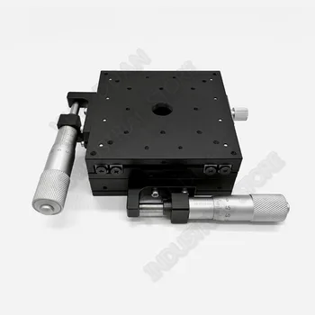 

100*100mm XY Axis 4" Trimming Station Manual Displacement Platform Cross Roller Guide Way Linear Stage Sliding Table LY100-L