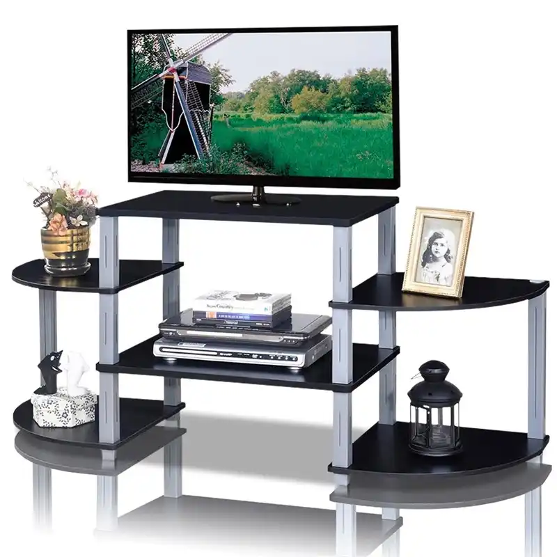 3 Cube Flat Screen Tv Stand Storage Shelves Mdf Black Brown Tv