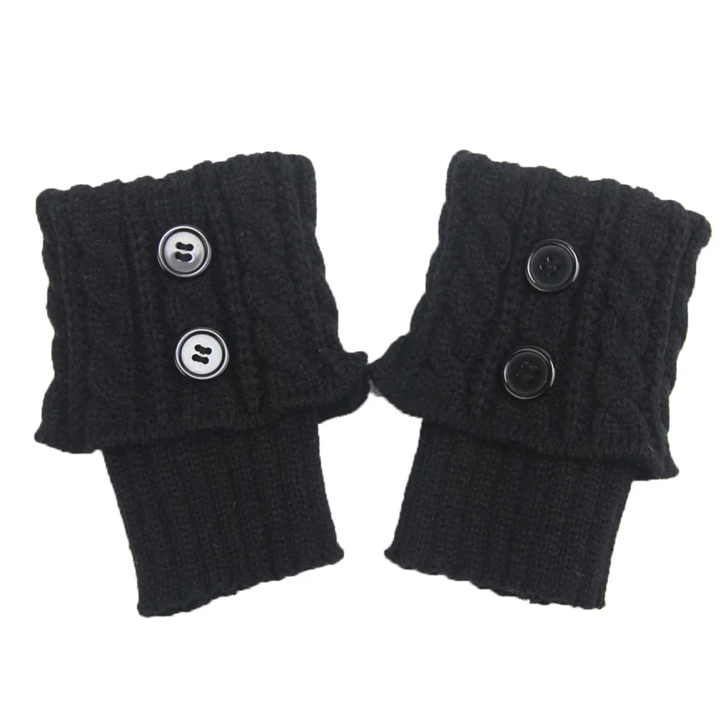 Description Picture 3 of item1 Pair Women Short Button Crochet Leg Warmers Winter Fall Knit Boot Cuffs Socks Boot Warmers Boot Toppers Gaiters
