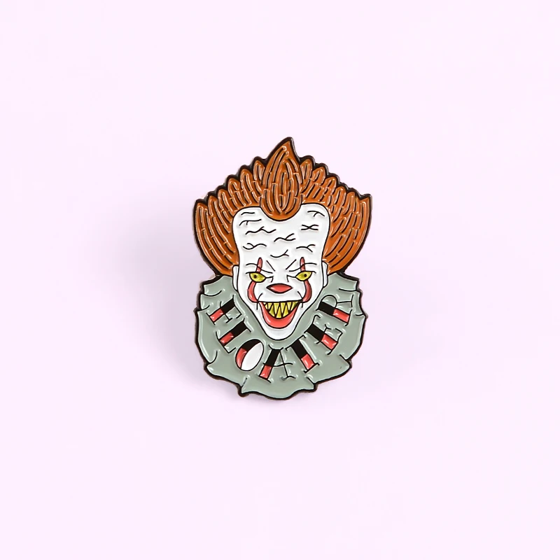 Joker &quotFloater&quot Stephen King Horror Film Movie Novel Pins Hideous Happy Face Clown Spoof Gothic Brooches Fans Gifts Jewelry |