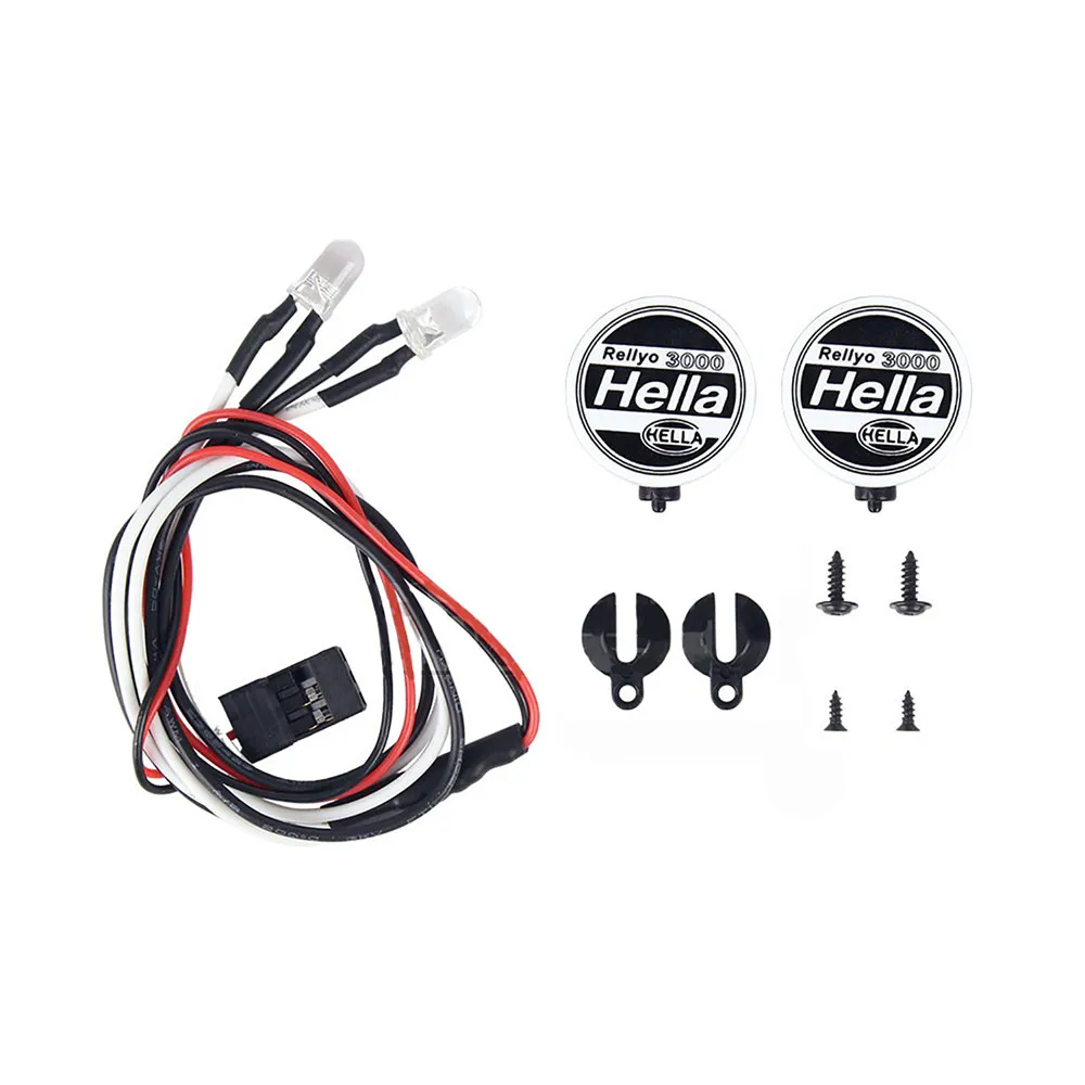 

Searchlight Led Lights with Hella Simulation Round Light Cover for 1/10 TRX4 SCX10 D90 Tamiya Grasshopper 2 RC Car Parts