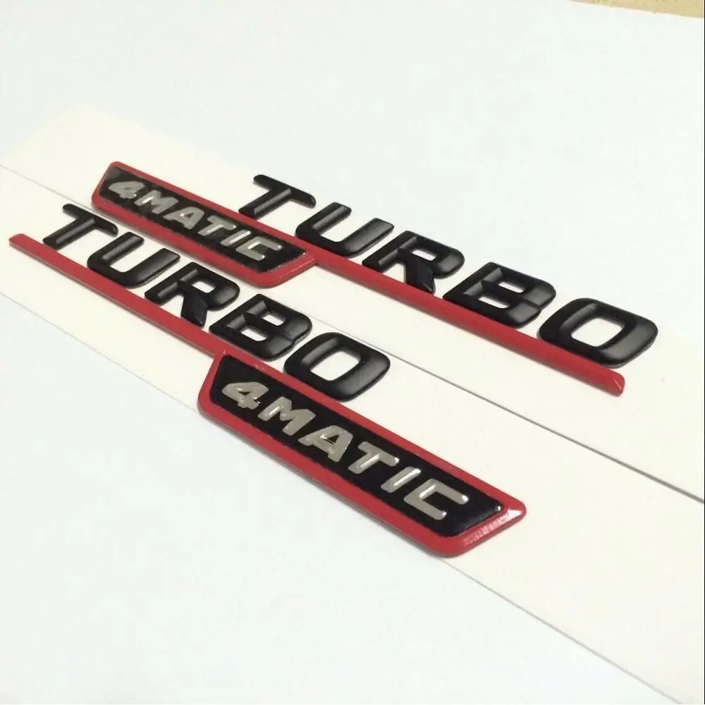 Matte Black red Черный, красный крыло 3D буквы TURBO 4matic эмблемы значки для Mercedes - Цвет: Matte Black red