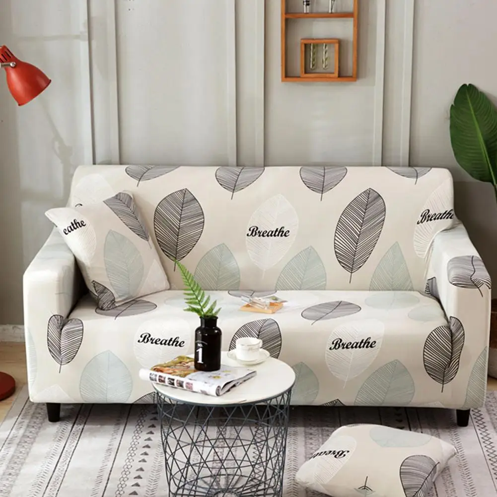 Leaf love TPFOCUS Solid Color Elastic Sofa Cover Spandex Modern Polyester Sofa Cover Cloth Sofa Cushion Chair Protector Living Room - Цвет: Leaf love