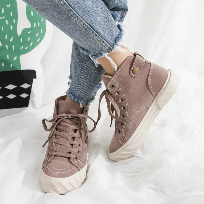 Женская парусиновая обувь на плоской подошве; модная женская бархатная Обувь На Шнуровке; качественные кроссовки на плоской подошве; трендовые зимние ботинки; I2-65