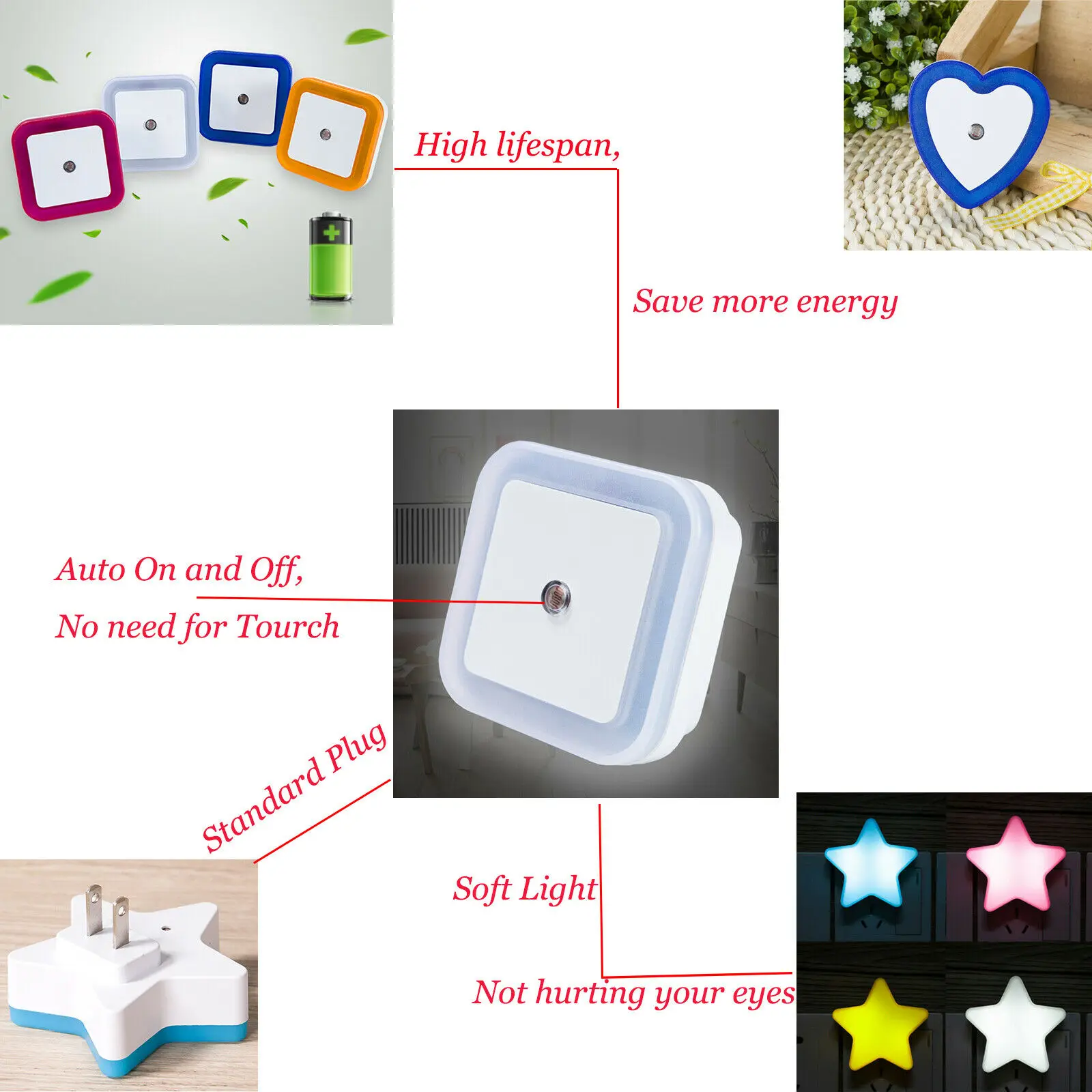 Mini Cute LED Night Light Wireless Sensor Wall Plug-in For Bedroom Lighting Kid's Room Hallway Corridor Stairs EU/US/UK110V220V