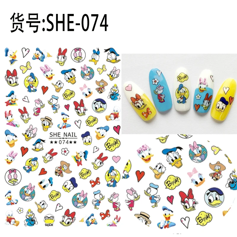1PCS Disney Cartoon Anime Stitch Nail Sticker Mickey Mouse Donald Duck Nail Slider Dumbo Lion King Art Nail Decoration