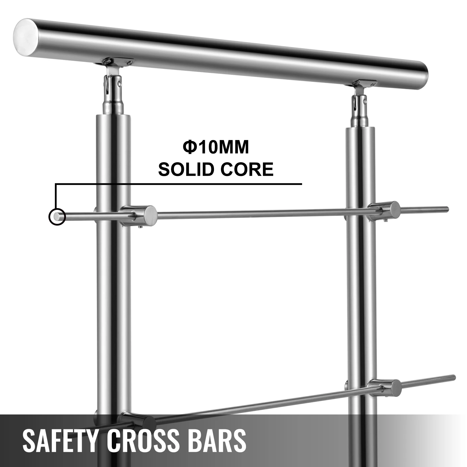 VEVOR 100/150 CM Handrail Stair Railing 2-5 Rail Safety Handrail Balustrade Stainless Steel With Cross Bars For Steps Railing