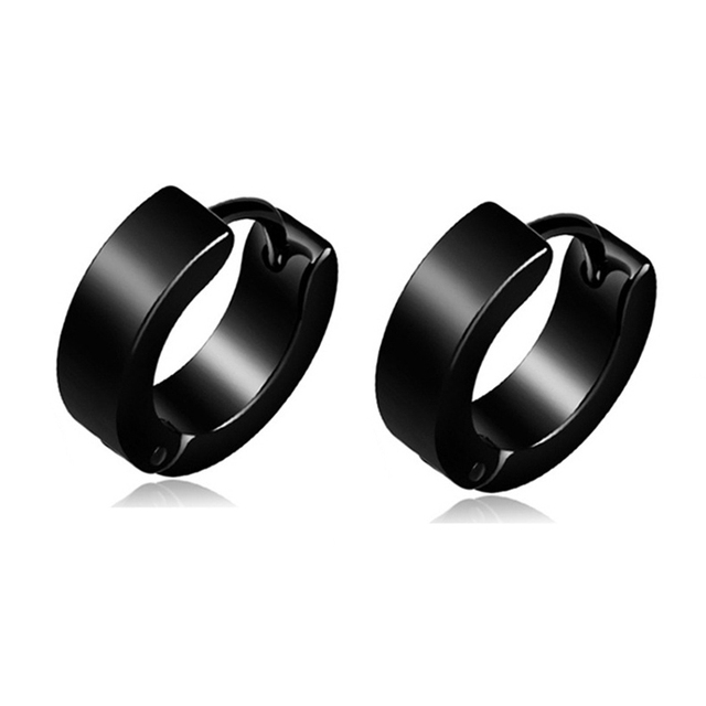 Punk Titanium Steel Ear Clip Ear Stud Earrings For Men Women Black Pierced/No Pierced Fake Ear Circle New Pop Jewelry