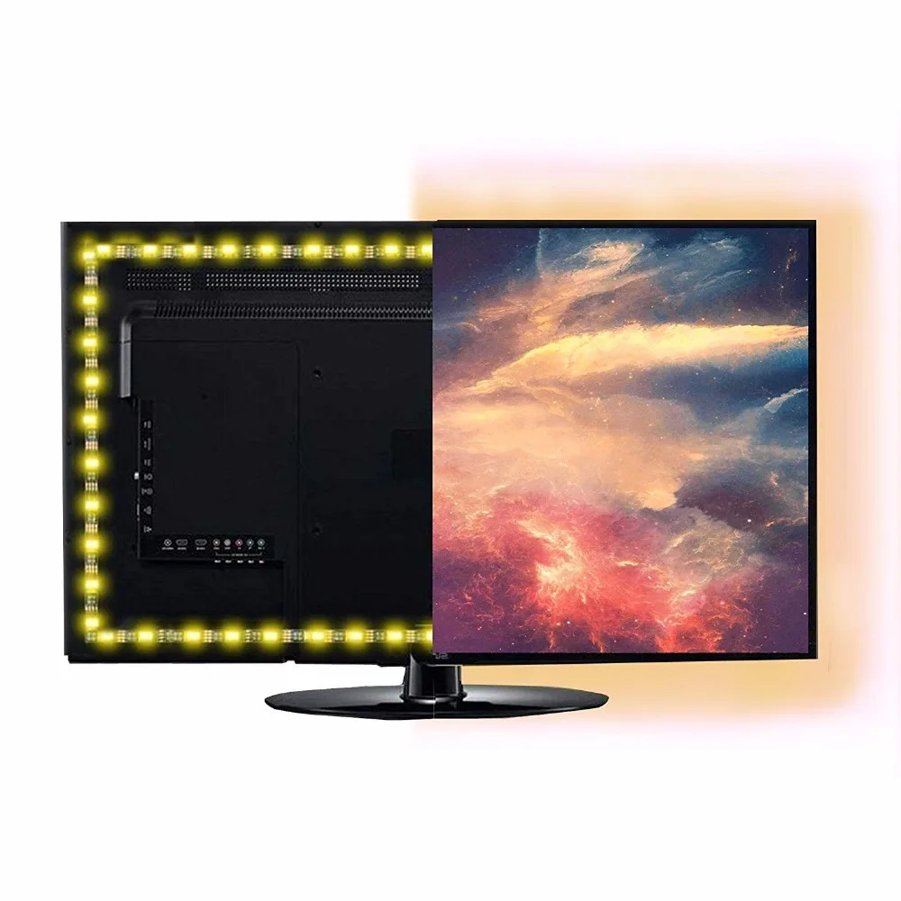 USB tv светодиодный светильник с подсветкой, за телевизором, светодиодный светильник s светодиодный телевизор для 32-66 в HD ТВ, Смещенный светильник ing, 6.56фт/200 см черная полоса